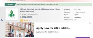 National Bank of Pakistan (NBP) Jobs 2025